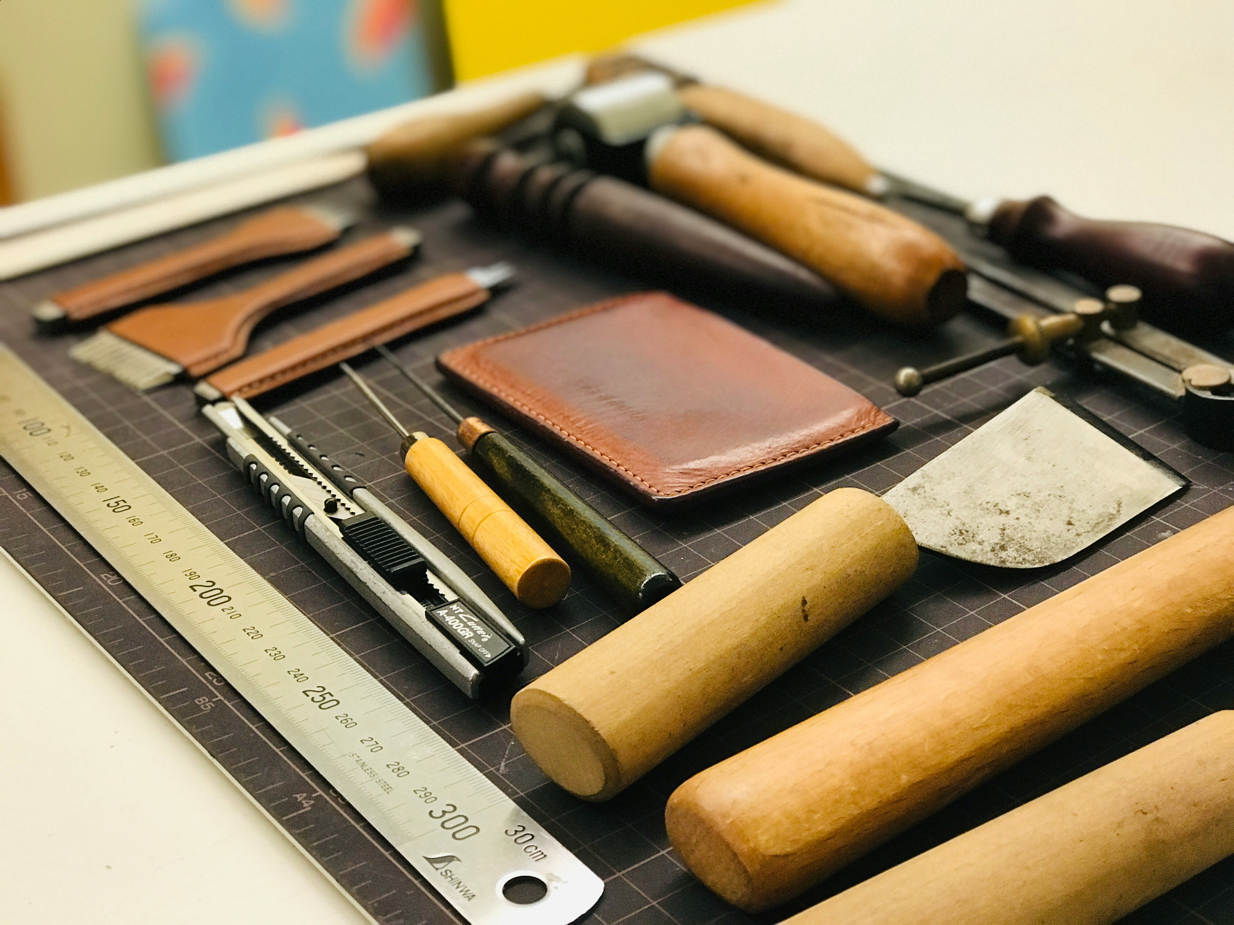 Leather working tools used during training sessions